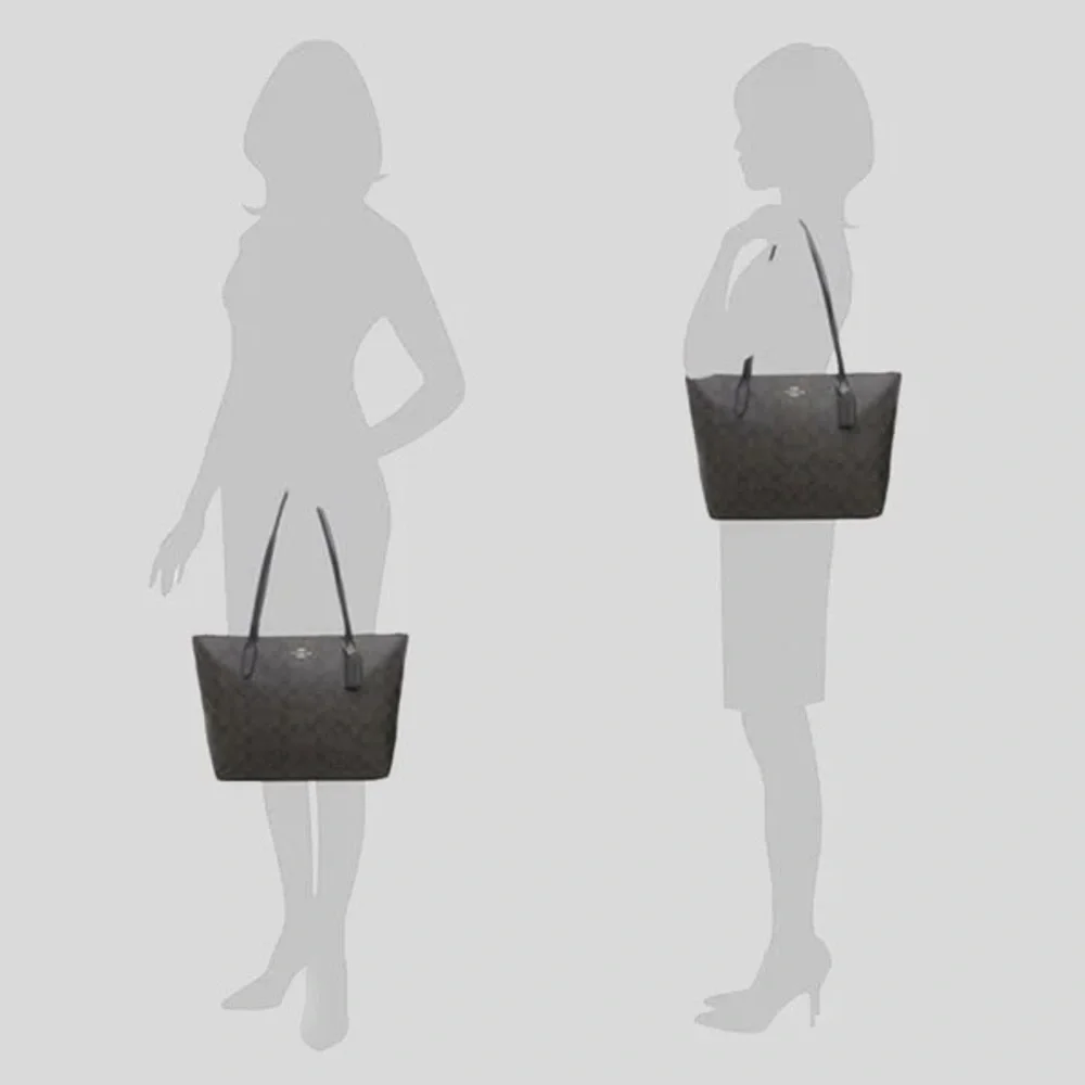 Stunning🤎Coach ZIP TOP TOTE In Signature Canvas, #4455 - Picture 12 of 12